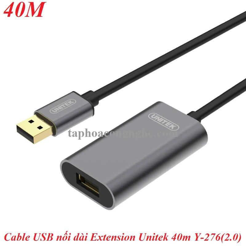 Unitek 98756 Y-276 40M Màu Xám Cáp USB 2.0 nối dài + cổng cấp nguồn 5V 30098756